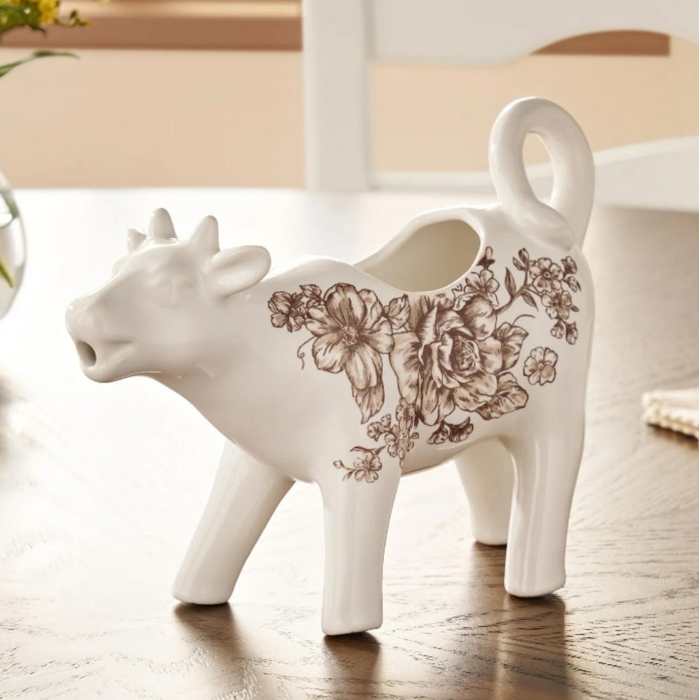 💕 2025 The Pioneer Woman Agatha Brown  Floral Cow Creamer